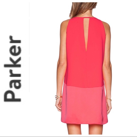 PARKER NEW YORK ORANGE PINK SLEEVELESS SHIFT DRESS SMALL - Picture 2 of 14